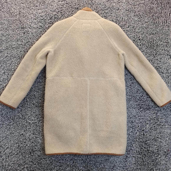 Madewell Women Sherpa Jacket cocoon Coat XSmall Cream Brown Teddy Long - Picture 7 of 12